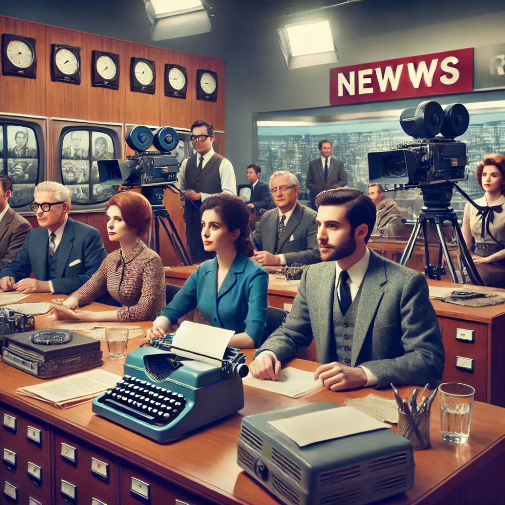 The WCCO news team reporting live in the 1960s